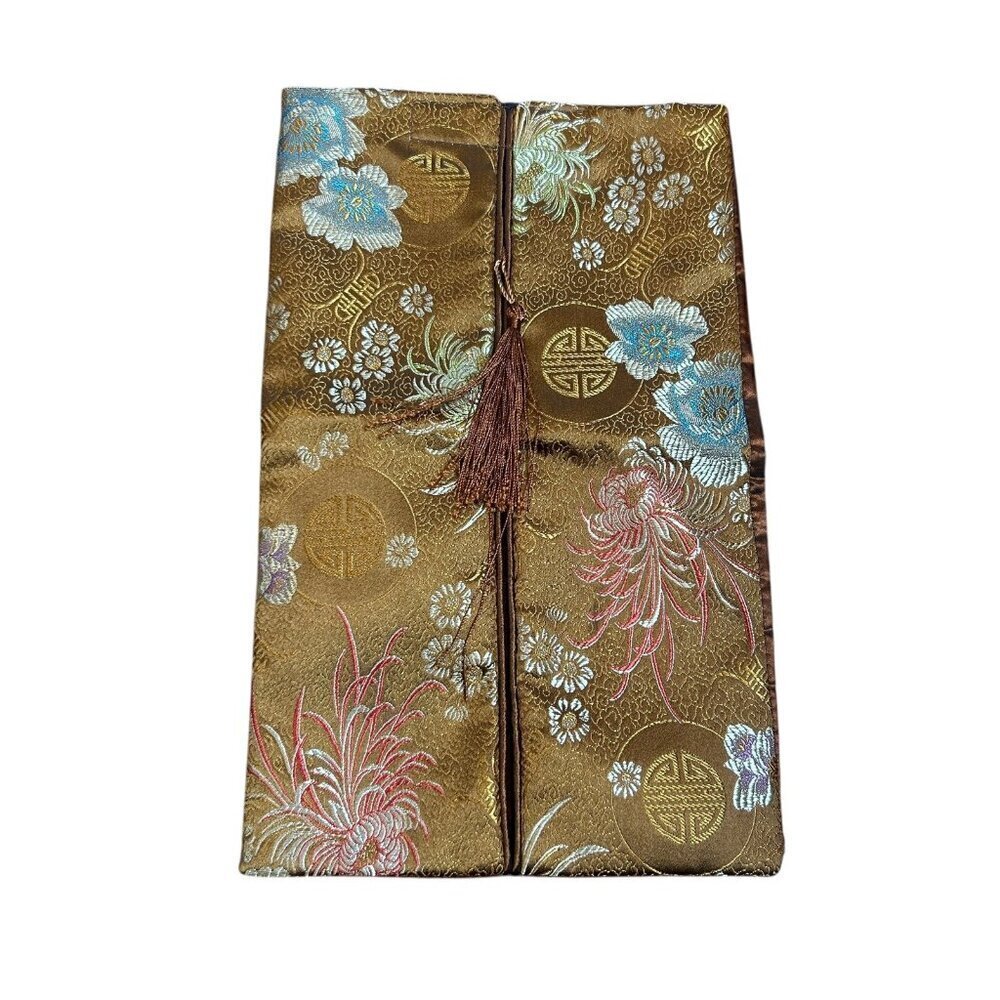 Chinese Brown Brocade Hosiery Lingerie Bag Pouch